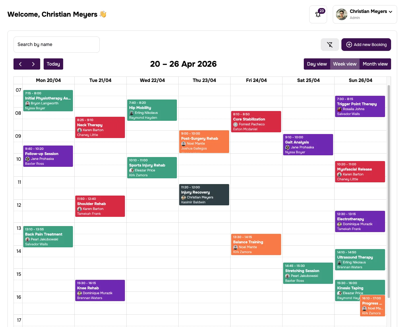 Employees screen in app